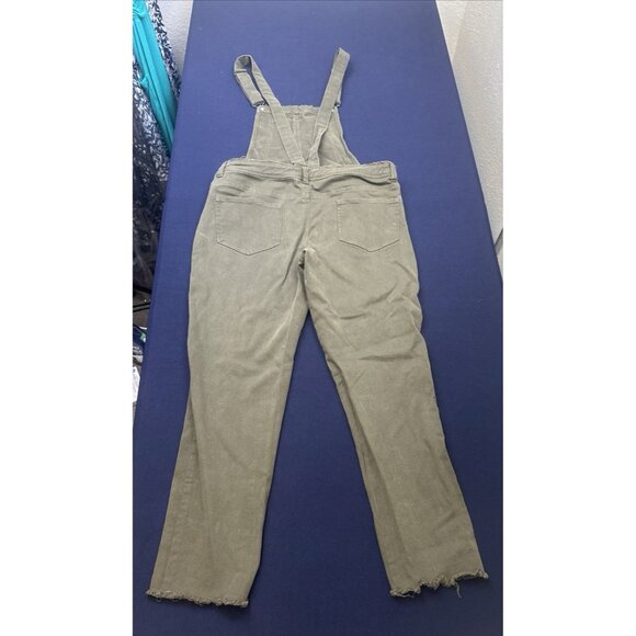 Overall Capri Raw edge Olive Green Suspender style back distressed L Olivaceous - Picture 10 of 10